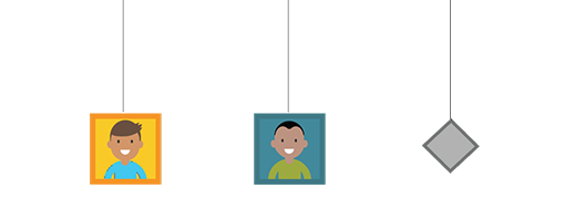 A child smiling, a child sucking and a child crying