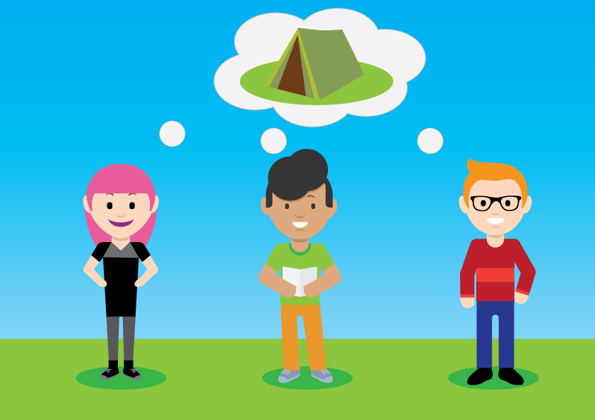 3 teenage cartoon characters including 3 interactive links.