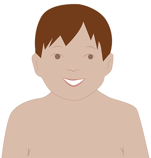 A child smiling, a child sucking and a child crying