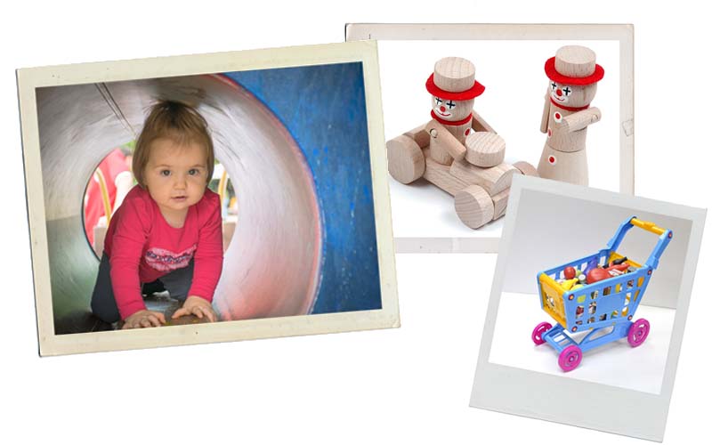 Two year old girl with toys