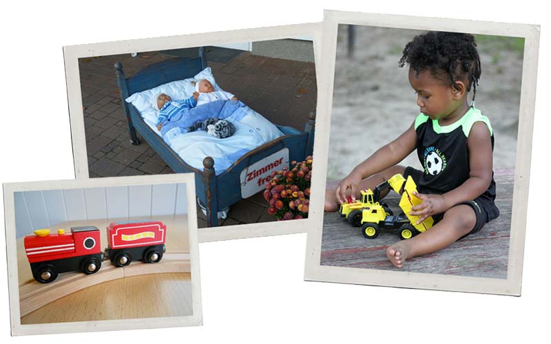 Three year old girl with toys