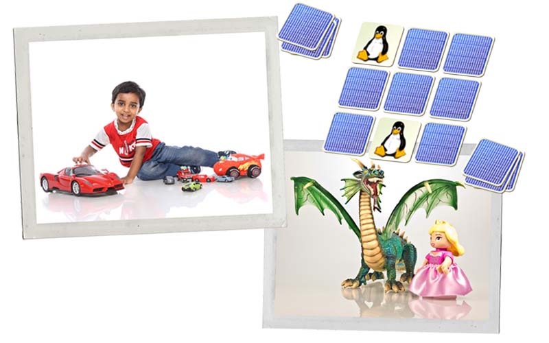 Five year old boy with toys