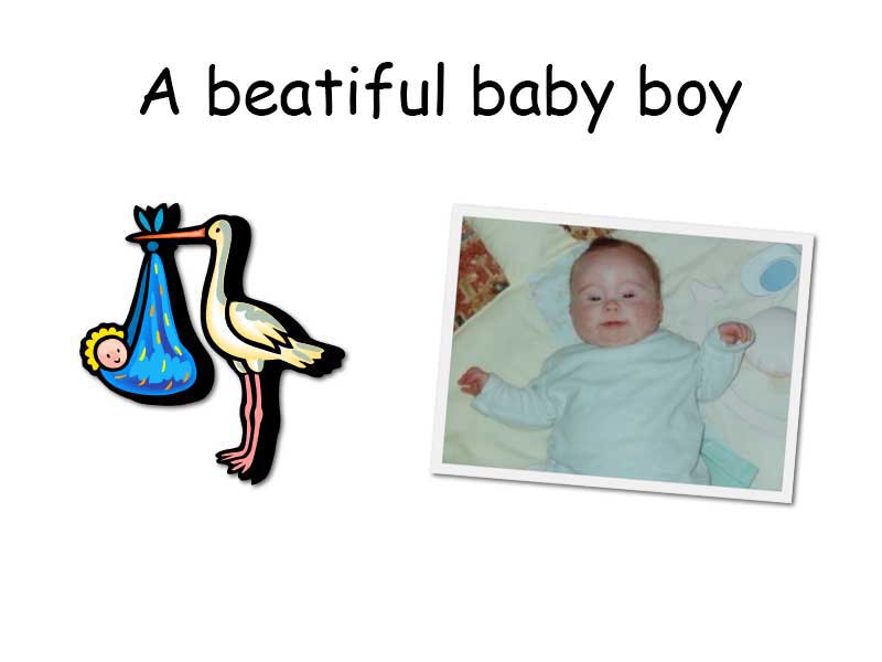 A picture of a stork and a baby