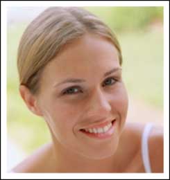 The face of a young woman