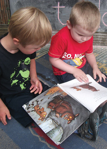 Children reading and creating
