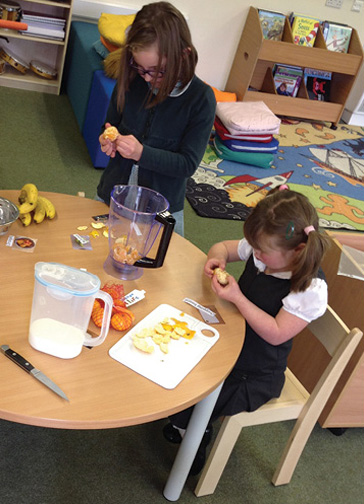 Children cooking at school