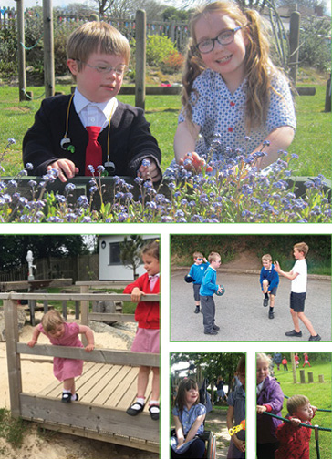 Children playing with flowers