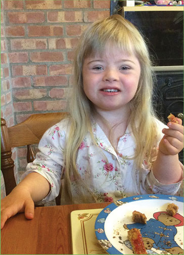 Eating breakfast at the table