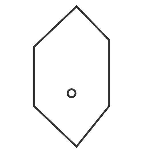diagram depicting hexagon with a small circle in the center