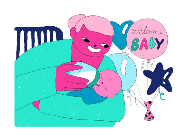 An illustration of a mother breastfeeding her baby.