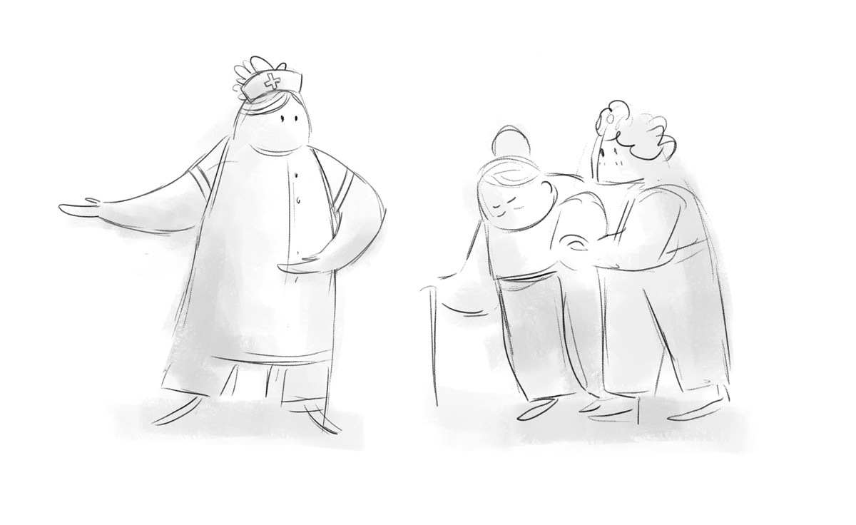 The Co-Worker - an image of co-worker showing carer where to go.