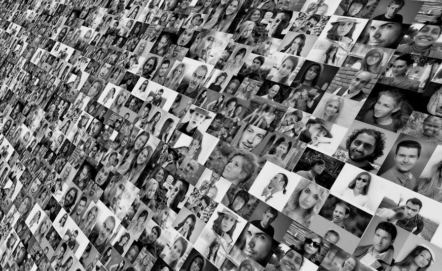Background super diversity - Montage of diverse collection of people's faces