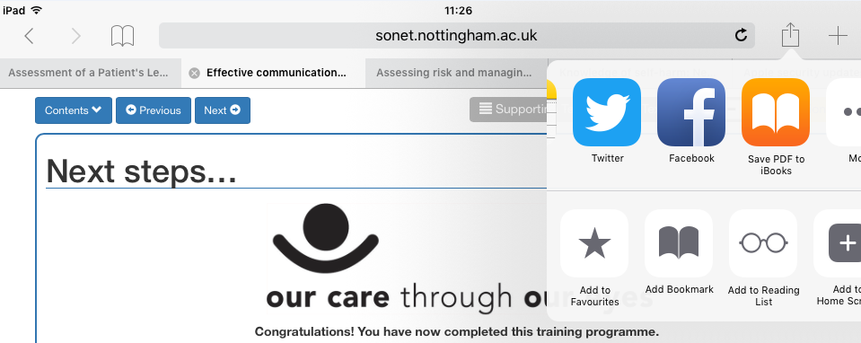 Screenshot of saving PDF on iOS device