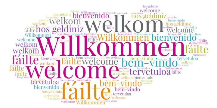 International Welcome word cloud