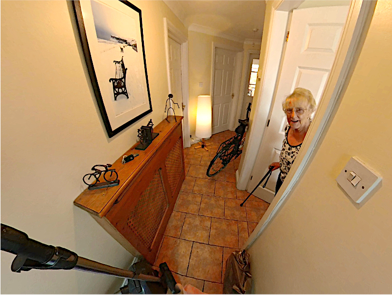 A view of the hallway inside the patients house - their are a number of hazzards and the nurse will need to be careful.