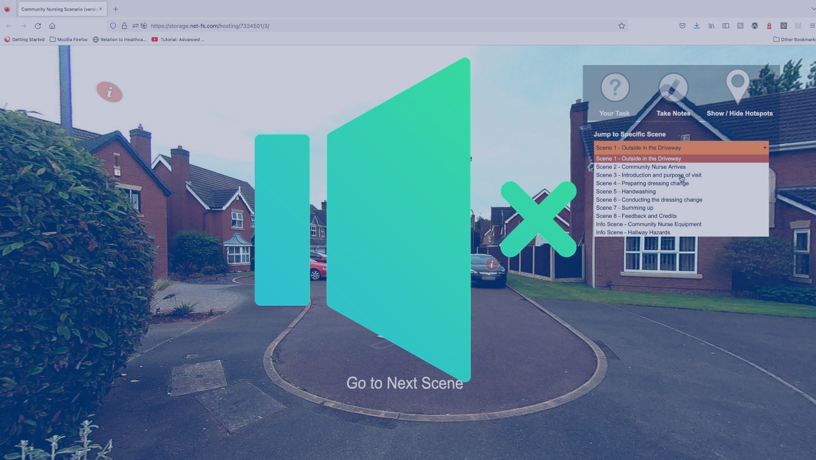 Place holder image from project for link to 360 video - Community nurse scenario without audio.