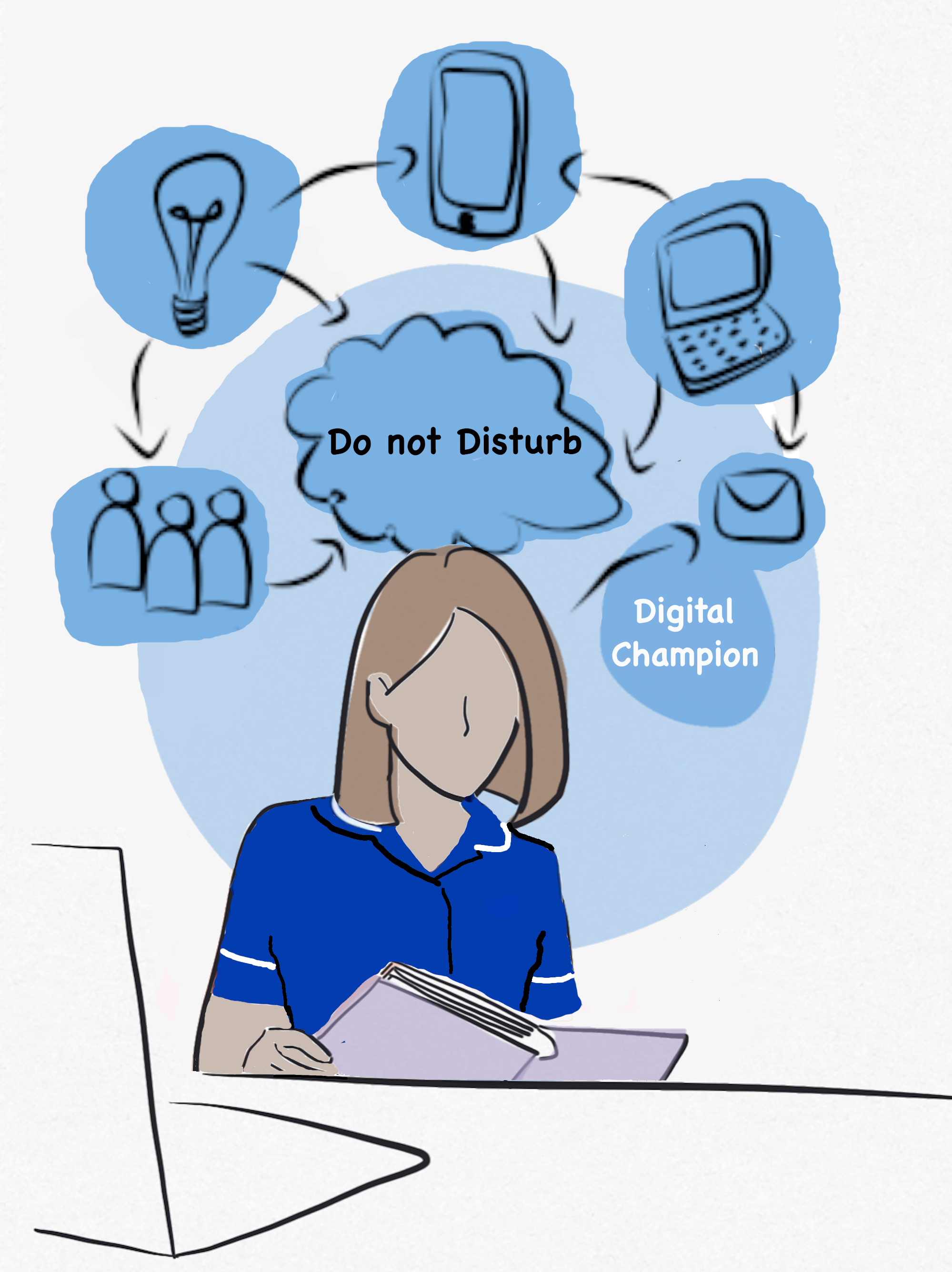 Illustration of digital champion preparing for a digital consultation.