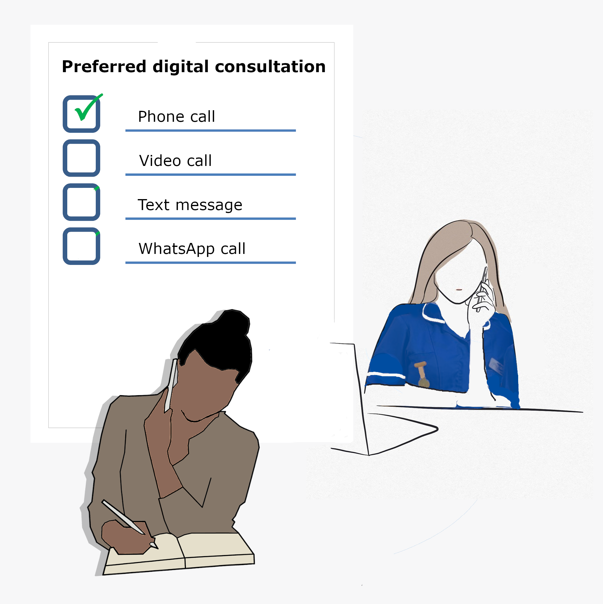 Patient and midwife discussing next consultation.