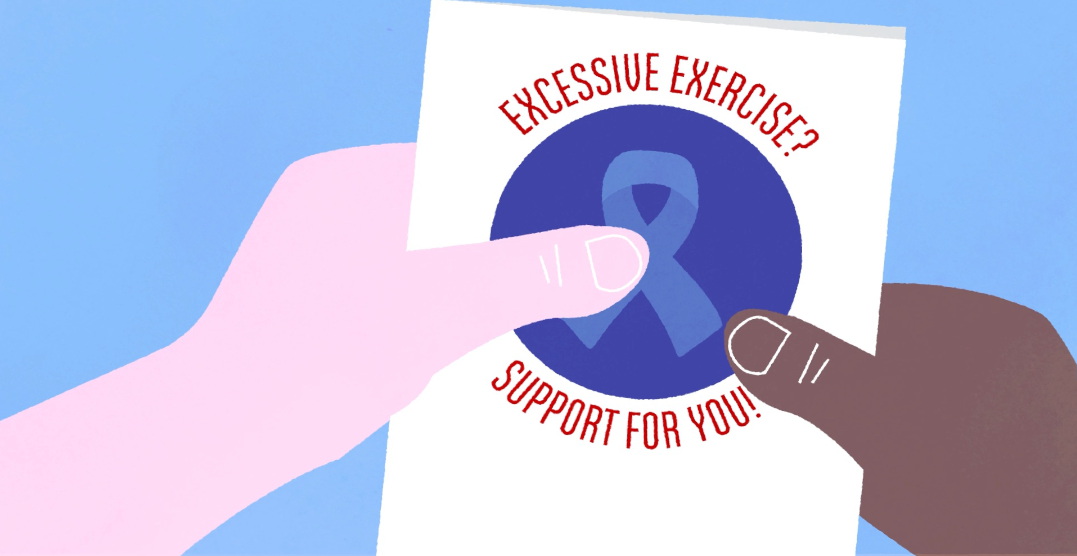 A still from video clip: trainer holding leaflet ‘Support For You’.