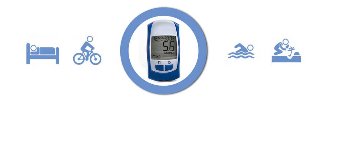 Diabetes readout on mobile phone screen showing blood sugar measurement.