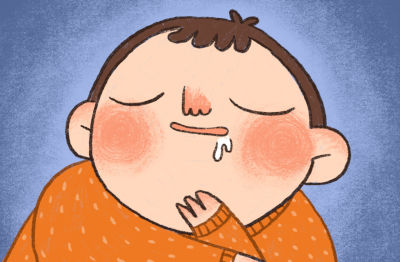 Fullness Signs: Content baby with eyes closed and a litle milk dribble