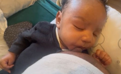 Baby releases breast