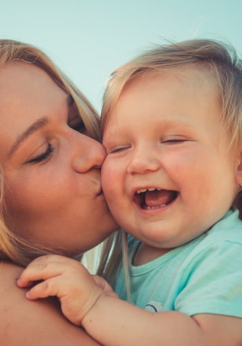 Mother and her baby daughter
