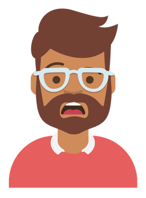 Faris looking stressed and confused.