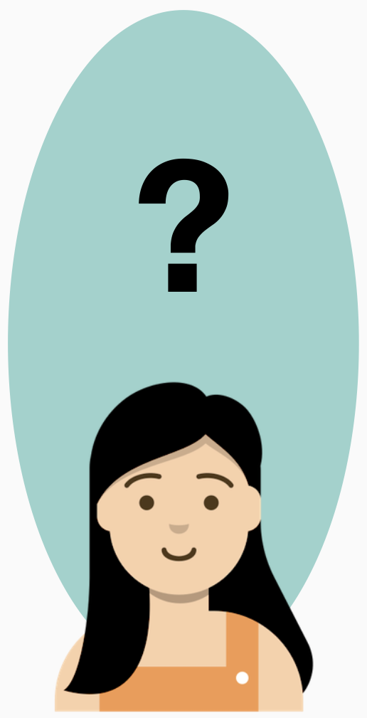 Anna with a question mark above her head.