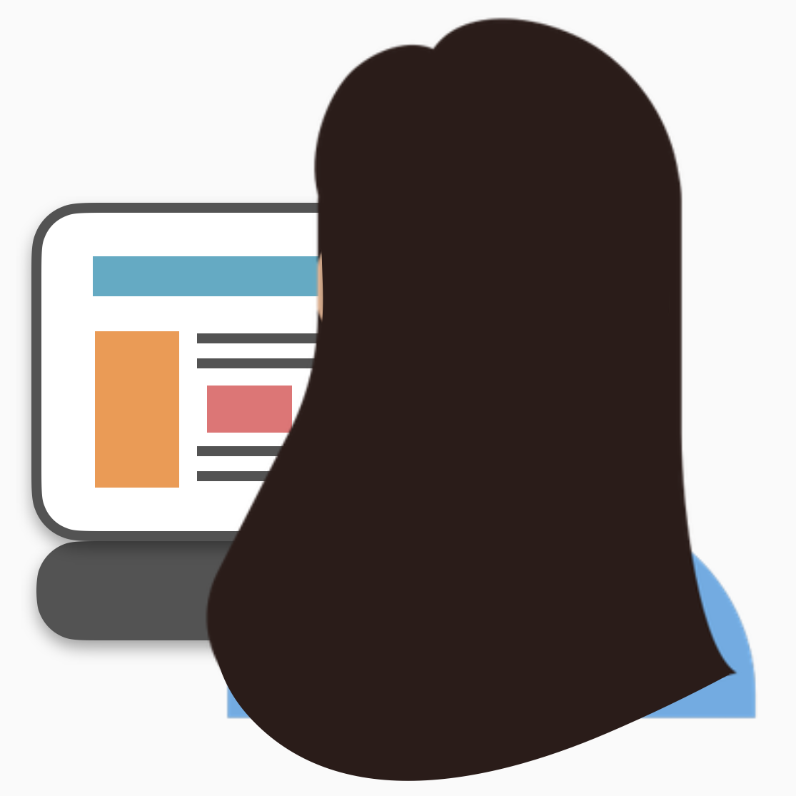 Fatim looking at her computer