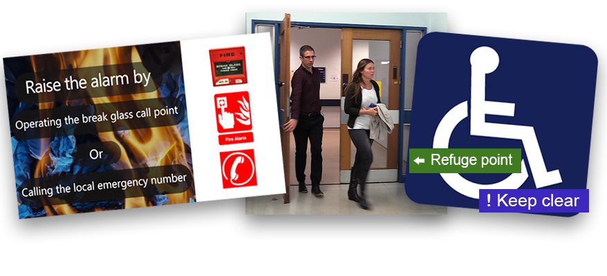 Three images of fire procedures.