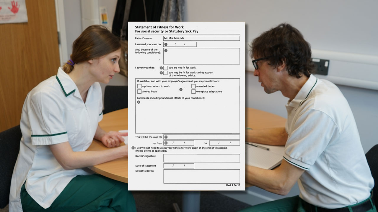 Lousie and Michael discussing the fit note