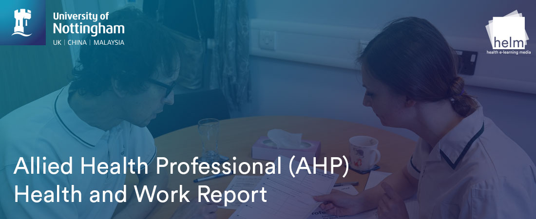 Allied Health Professional (AHP) Health and Work Report