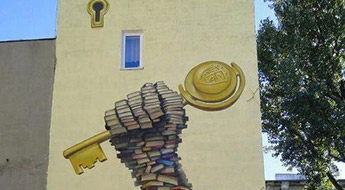 Mural with books