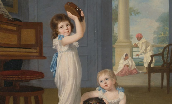 Painting of two children with music instruments from 1795