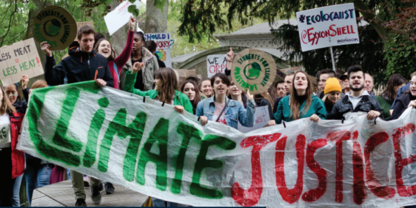 A group of students protesting against climate change