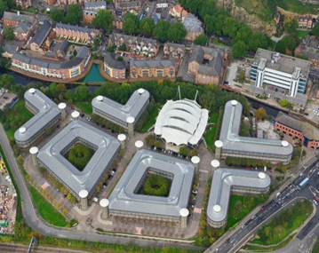 Aerial view of Castle Meadow Campus