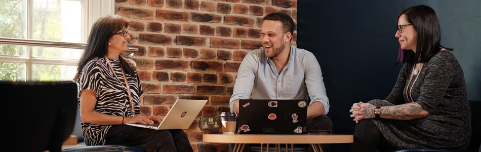 Colleagues seating in the coffee shop