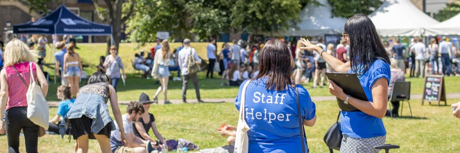 Staff and student helpers at an open day