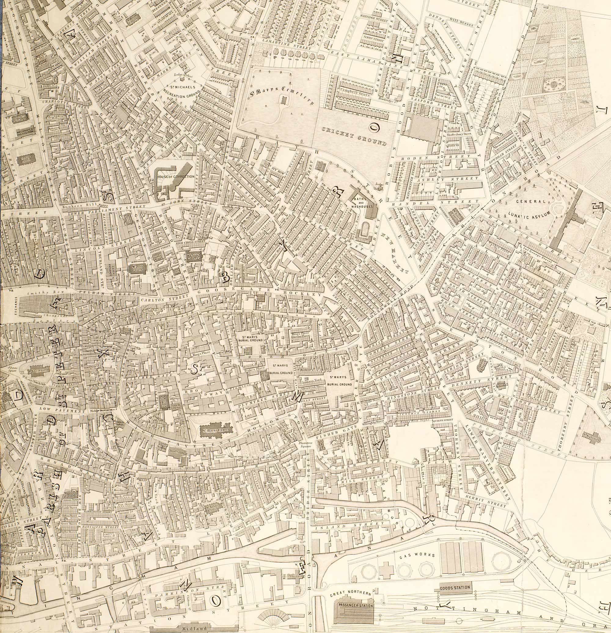 E Colwick Nottingham W Bridgford old map Notts 1901: 42NE Netherfield 