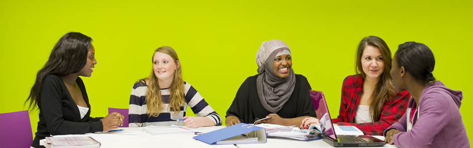 A group of students talking to each other
