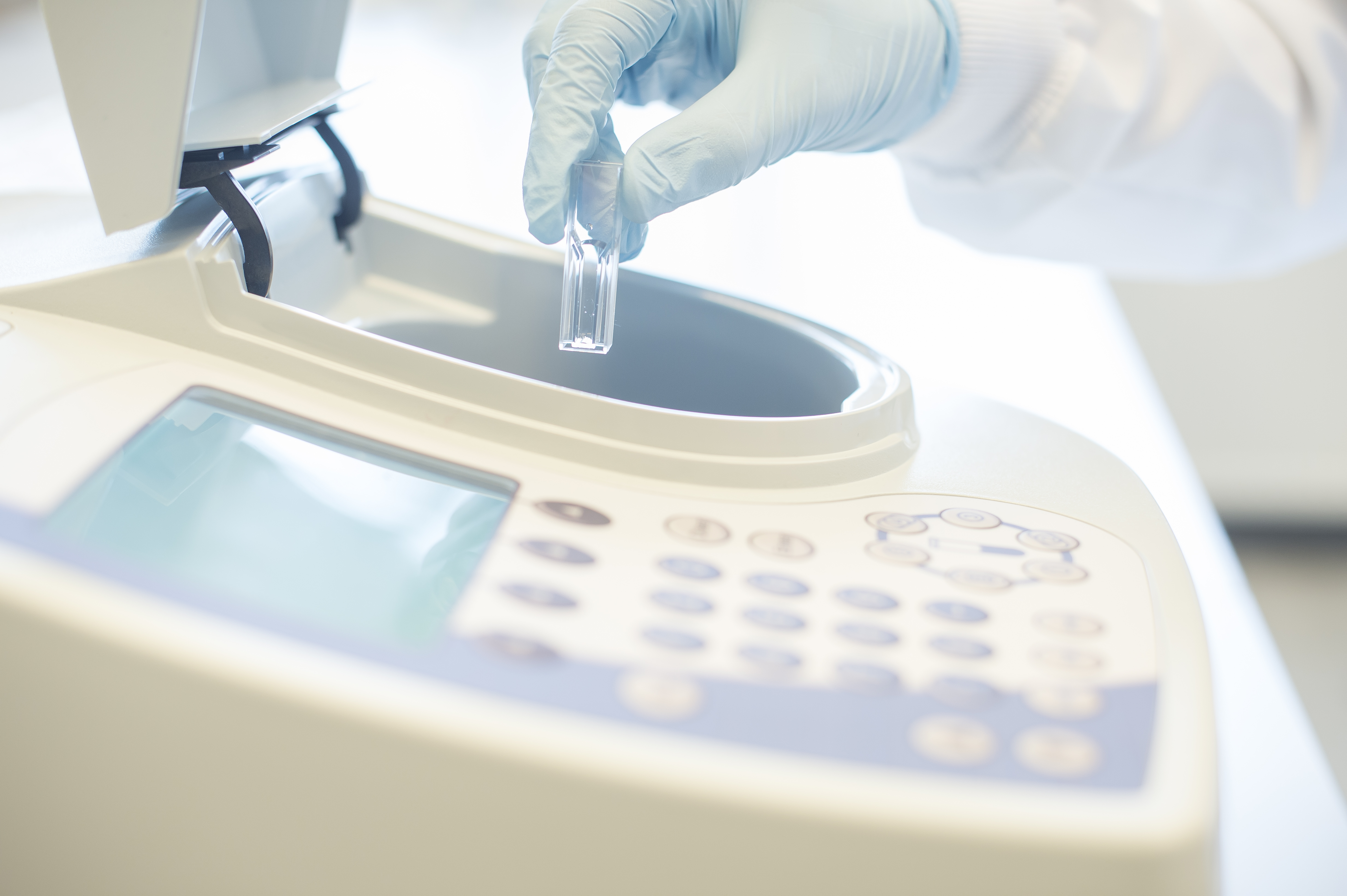 Test sample being added into a Biochemistry machine