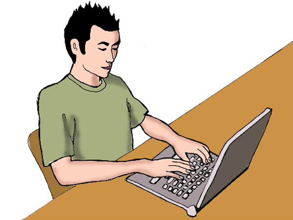 A student working on a computer
