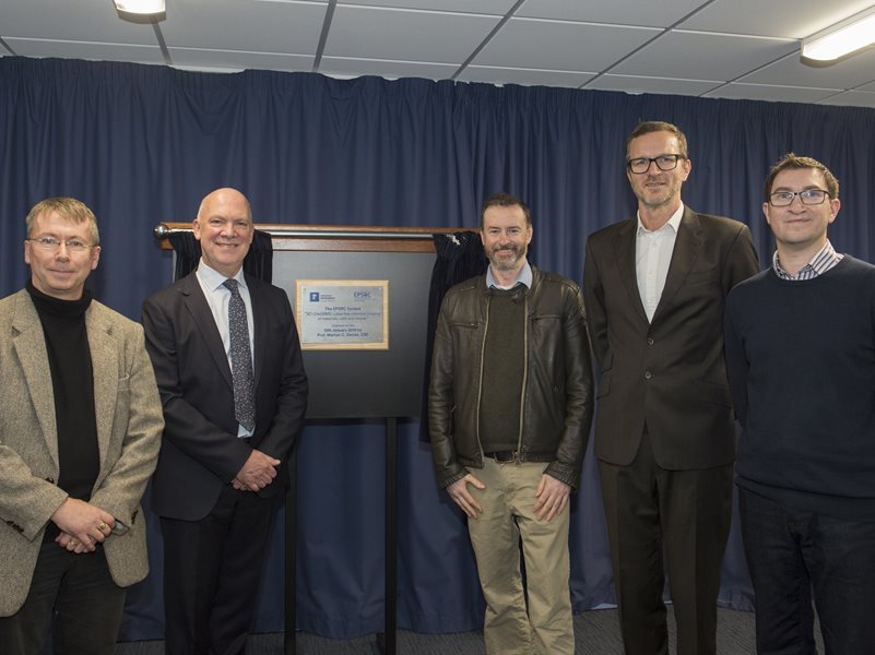 Professor Paul Brown, Professor Martyn Davies, Professor Ian Gilmore, Professor Morgan Alexander and Dr. David Scurr at the launch of the OrbiSIMS facility in the nmRC, 2019.