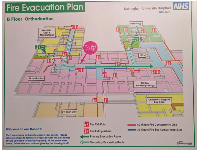 Fire evacuation plan for the QMC