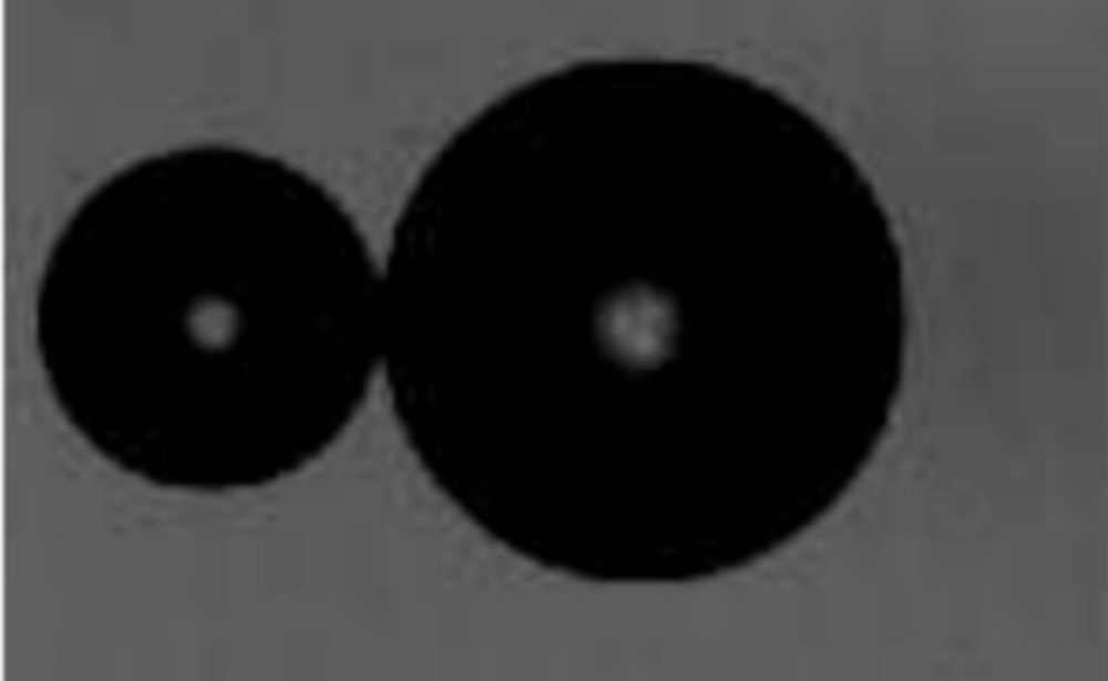 Freely suspended air bubbles in water