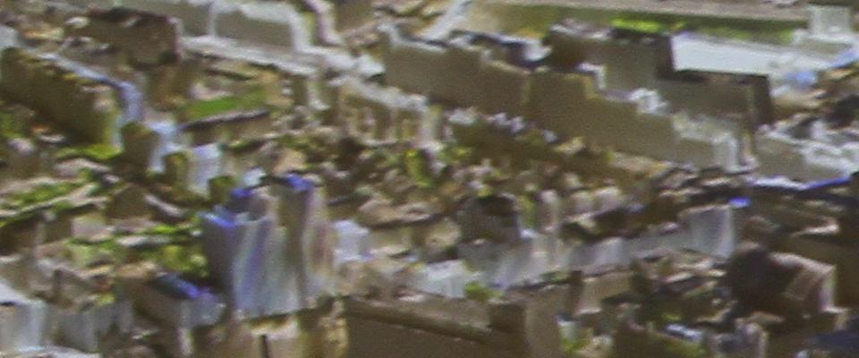 City as Lab projecting a colour on a 3D model of the city centre