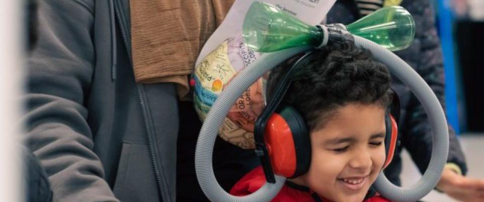 Yong boy wearing a head set