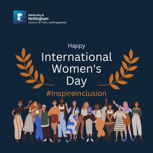 Graphic of a line of different women with the heading International Women's Day