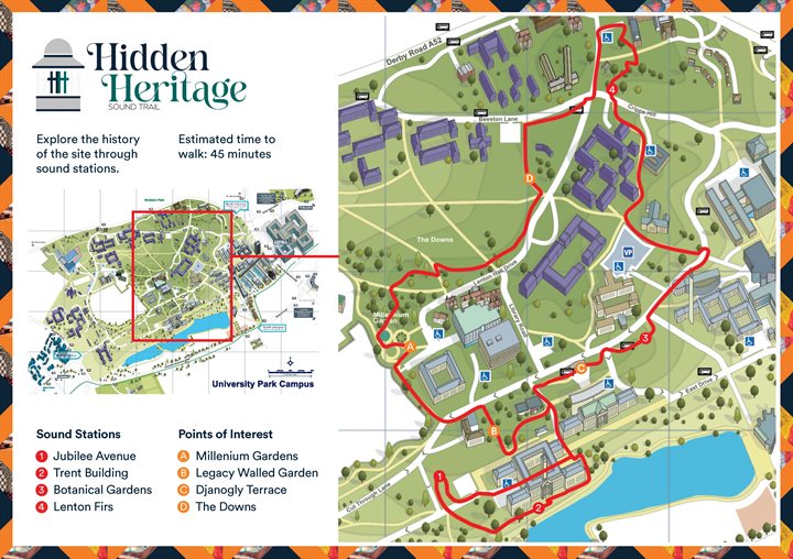 Map of the sound trail showing the station locations and other key points of interest